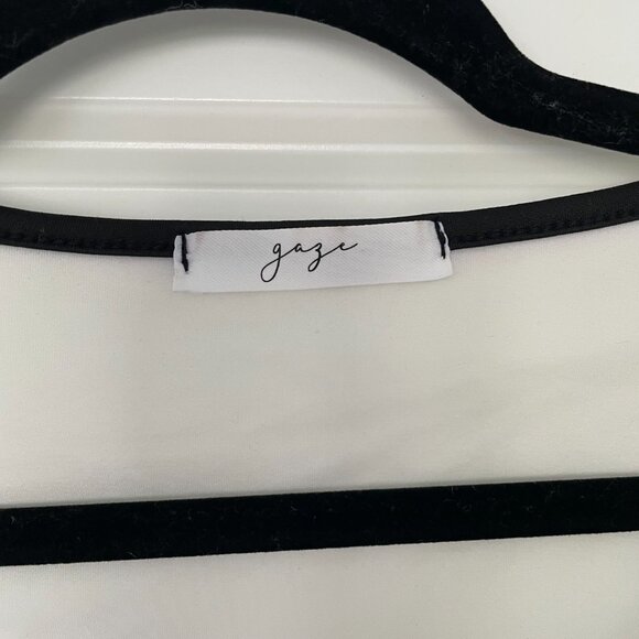 Gaze Black & White Double Tie Crop Top – Size Large, Striped Front-Tie Blouse - Picture 6 of 8